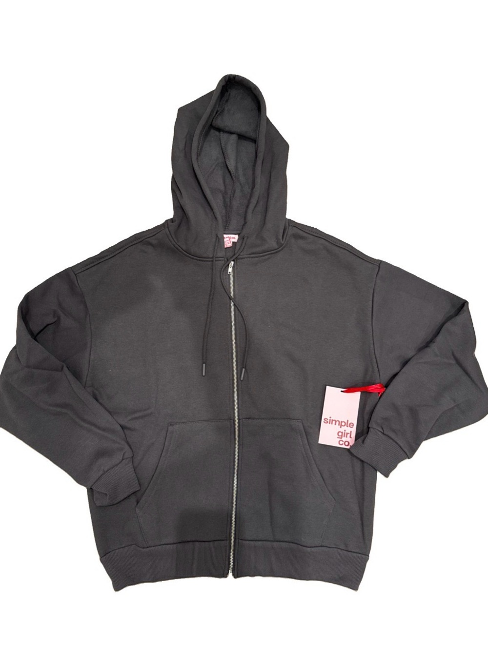 Simple Girl Co Full Zip Hoodie Women’s Charcoal Gray Hooded Sweatshirt NWT